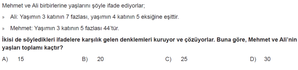 7.Sınıf Cebir Denklem Online Sınav-1