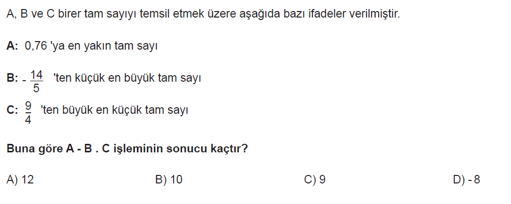 7.Sınıf Rasyonel Sayılar Online Sınav-1