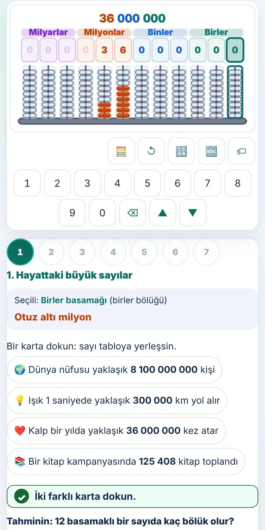 5.Sınıf Çok Basamaklı Sayılar Keşif Etkinliği 1. sayfa
