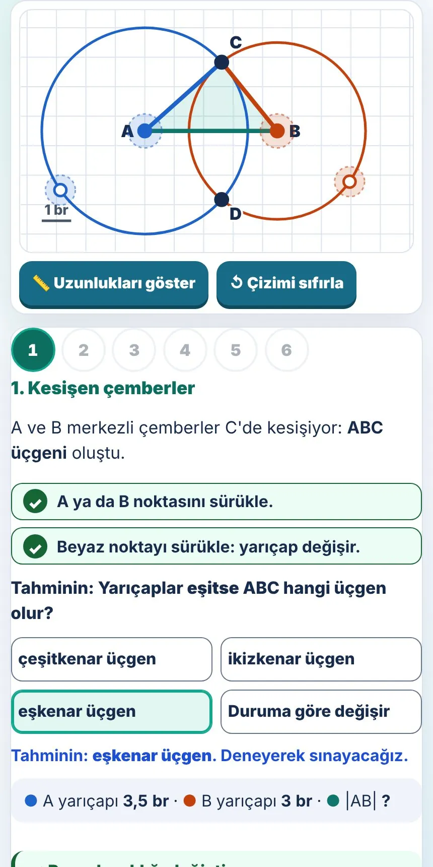 5.Sınıf Kesişen Çemberlerle Üçgen İnşası Keşif Etkinliği 1. sayfa