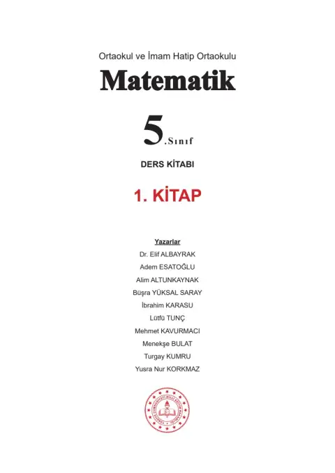 5. Sınıf Matematik Ders Kitabı PDF 2026-2027 (MEB 1. ve 2. Kitap) 1. sayfa