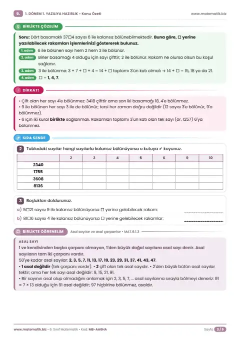 6.Sınıf 1. Dönem 1. Yazılıya Hazırlık Konu Özeti 3. sayfa