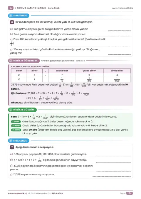 6.Sınıf 1. Dönem 1. Yazılıya Hazırlık Konu Özeti 7. sayfa