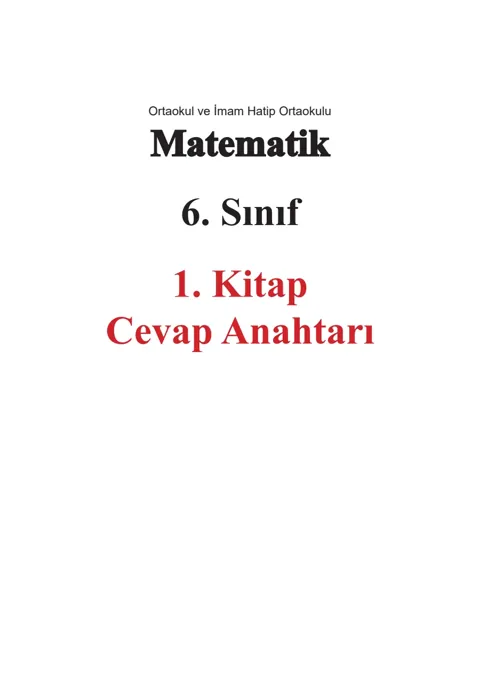 6. Sınıf Matematik Ders Kitabı Cevapları 2026-2027 (1. ve 2. Kitap PDF)