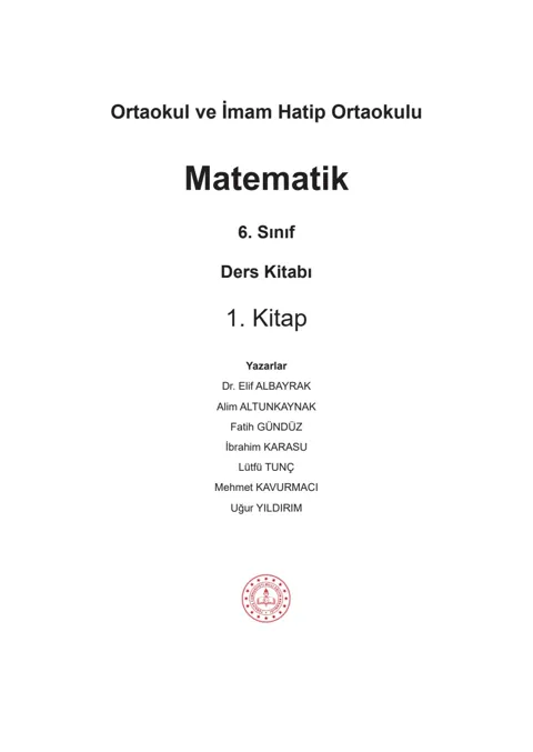 6. Sınıf Matematik Ders Kitabı PDF 2026-2027 (MEB 1. ve 2. Kitap)