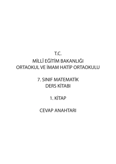 7. Sınıf Matematik Ders Kitabı Cevapları 2026-2027 (1. ve 2. Kitap PDF)