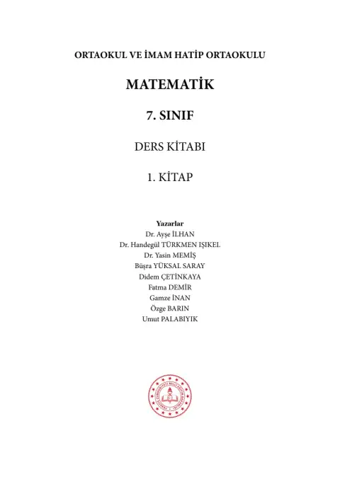 7. Sınıf Matematik Ders Kitabı PDF 2026-2027 (MEB 1. ve 2. Kitap) 1. sayfa