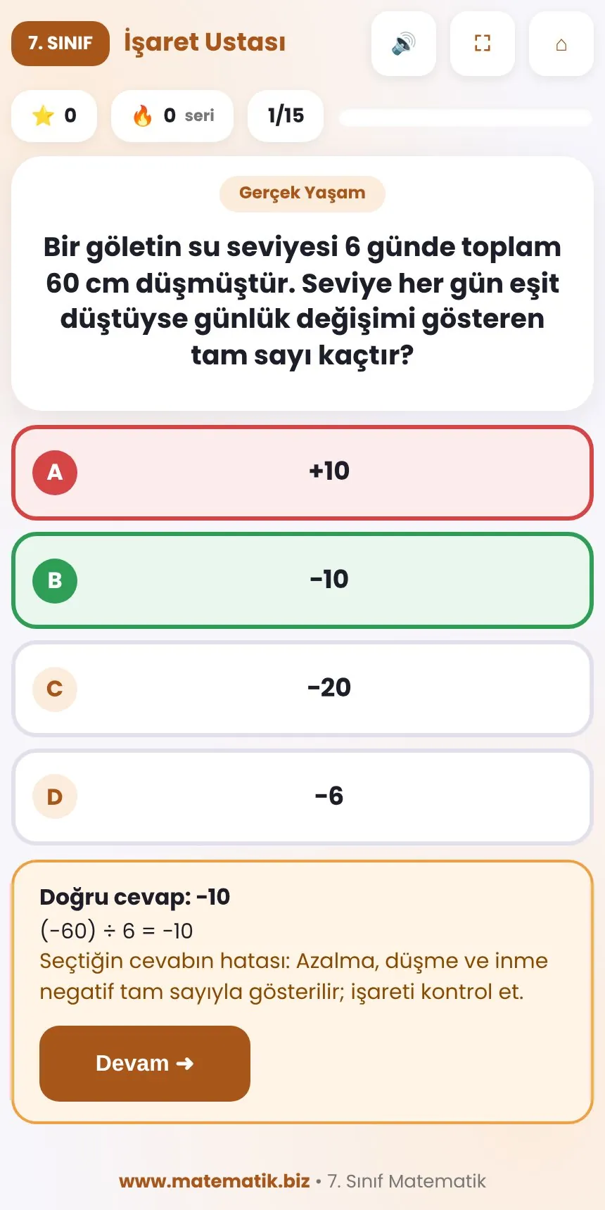 7.Sınıf Tam Sayılarla Çarpma ve Bölme Oyunu 3. sayfa