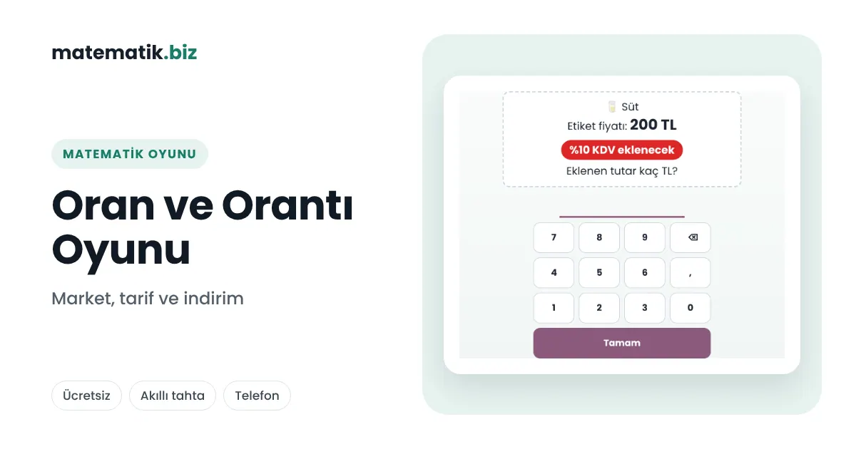 7. Sınıf Doğru Orantı ve Yüzde Problemleri Oyunu