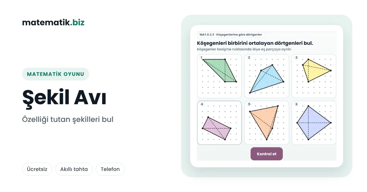 Şekil Avı: Geometrik Şekiller Oyunu (5, 6 ve 8. Sınıf)