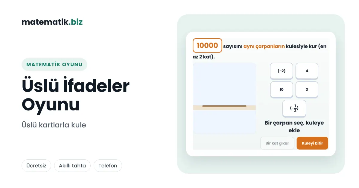 8. Sınıf Üslü İfadelerle İşlemler Oyunu