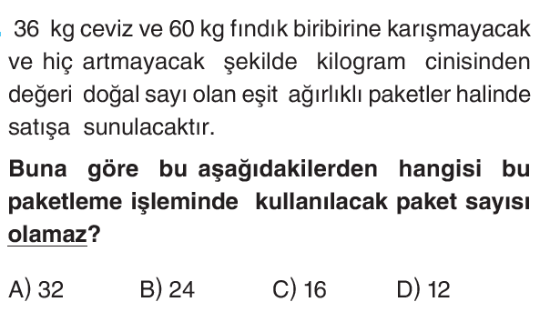 Çarpanlar ve Katlar Online Deneme Sınavı-1
