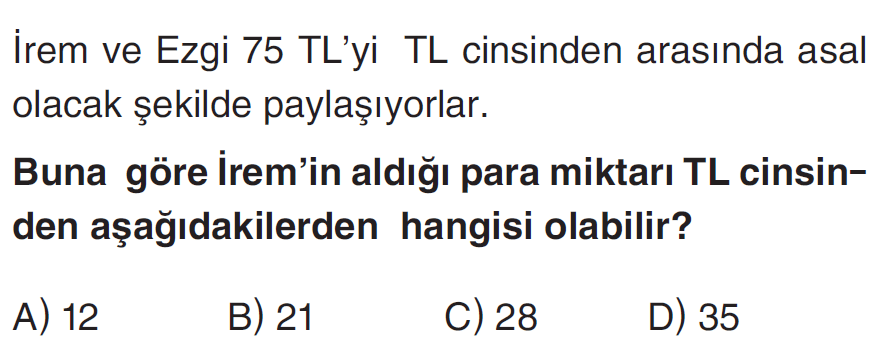 Çarpanlar ve Katlar Online Deneme Sınavı-1