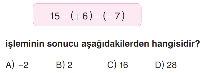7.Sınıf Tam Sayılarla Toplama ve Çıkarma Online Deneme