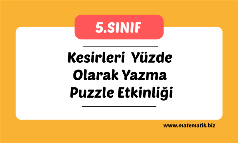 Kesirleri Yüzde Olarak  Yazma Puzzle Etkinliği